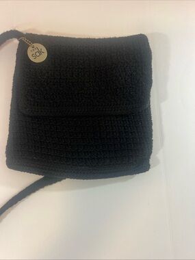 The Sak Black Crochet Flap Crossbody Bag